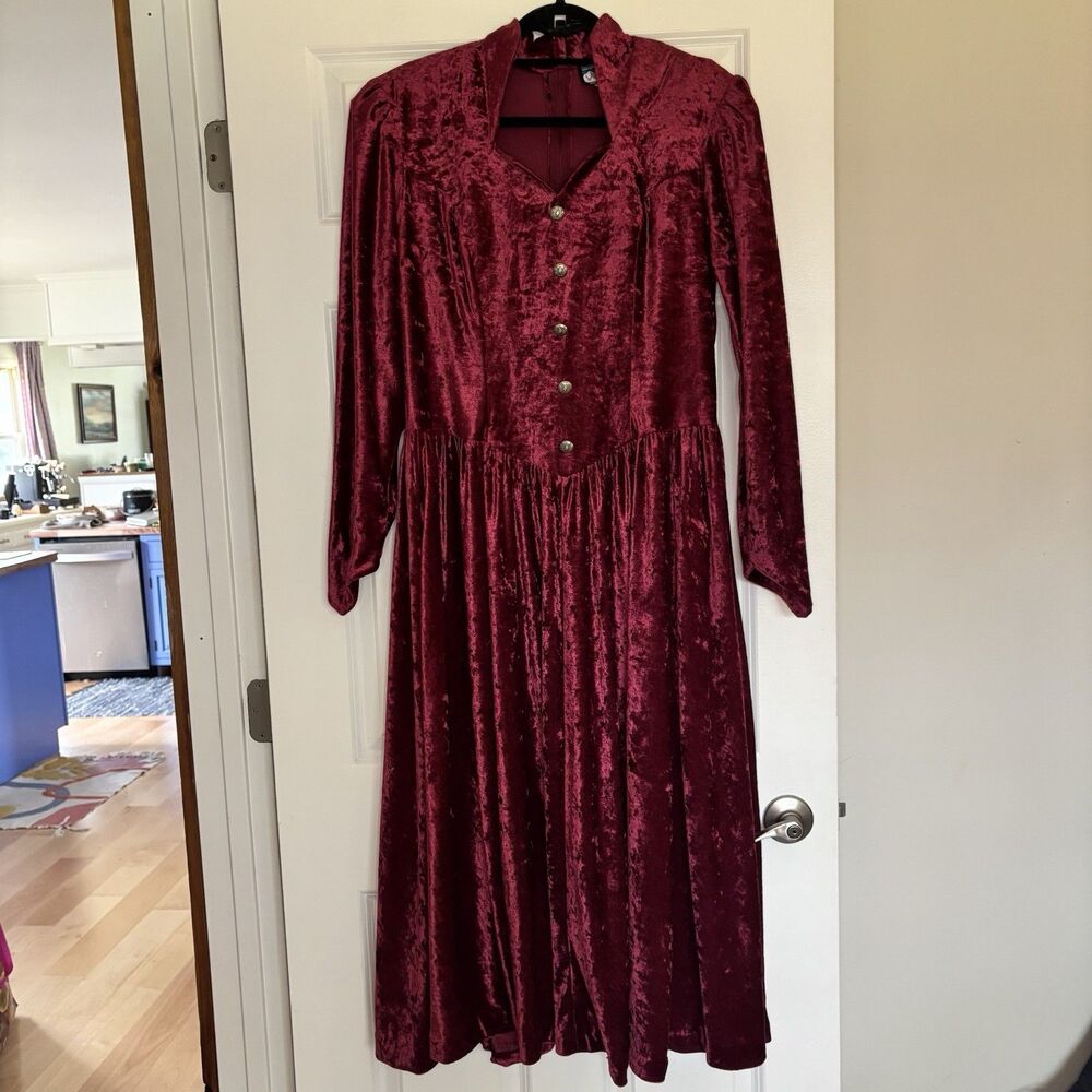 Cheyenne Outfitters Wyoming Vintage Crushed Velvet Western Dress Buttons Sz 14